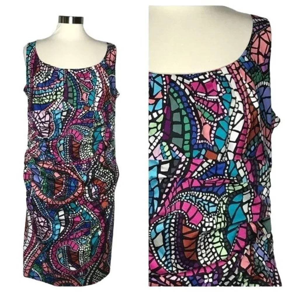 Suzi Chin for Maggy Boutique 14W ruched floral dress